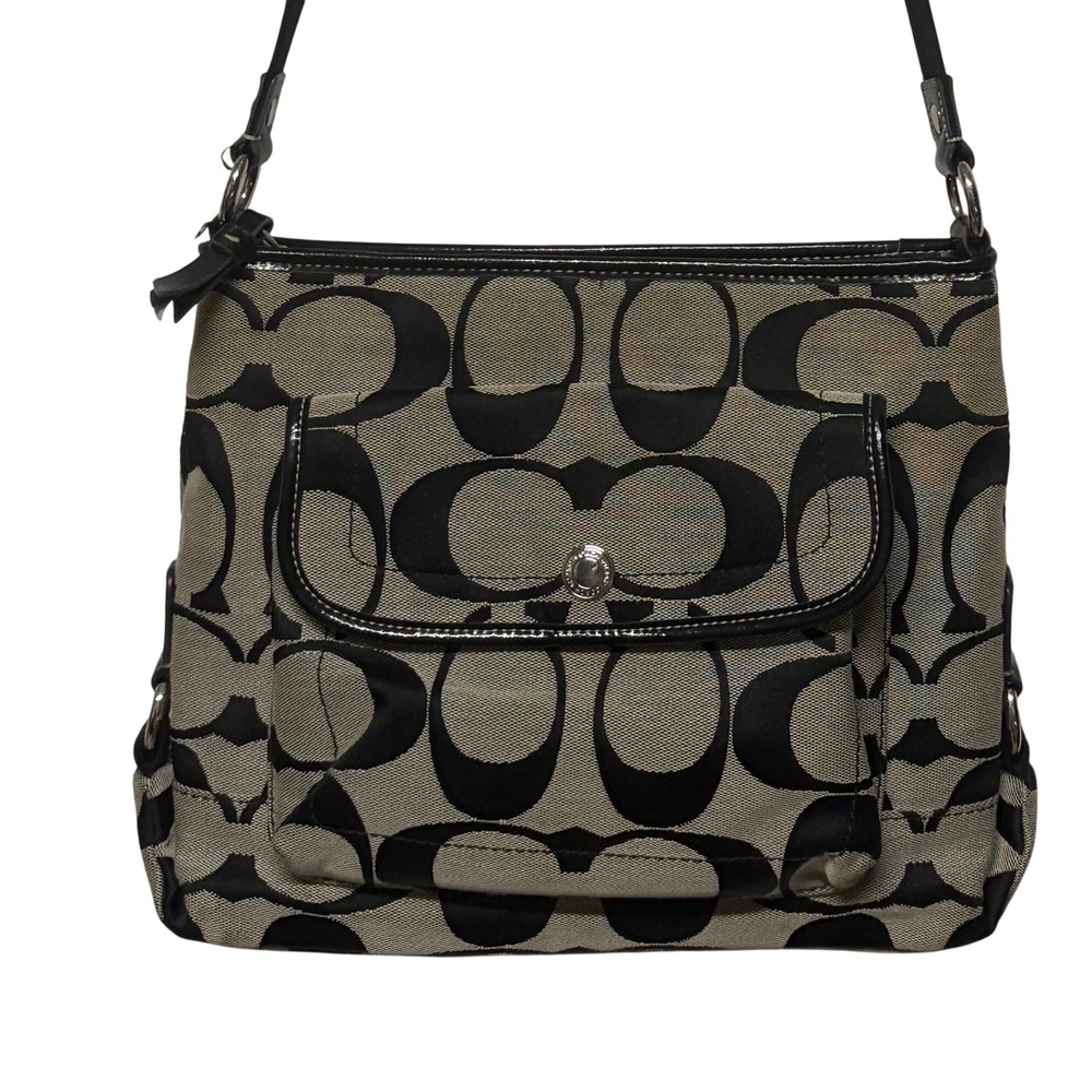 Coach Signature File Bag Crossbody Black Gray Logo Jacquard F16558 Fall Winter